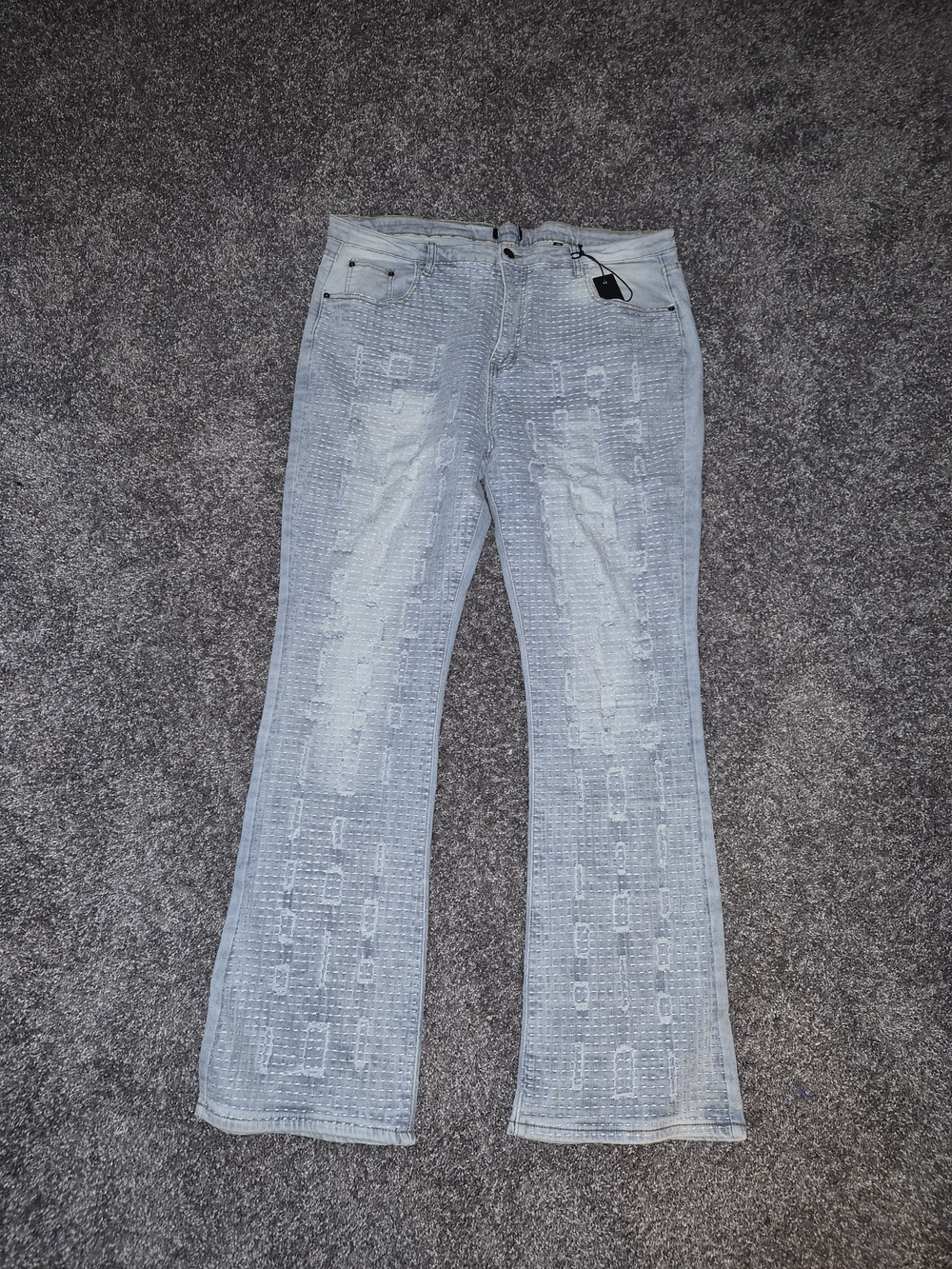 Men Light Blue Patterned Bootcut Jeans